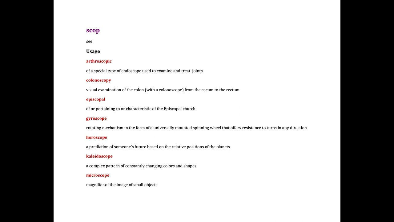Scop  The root scop means see