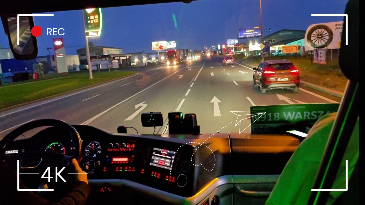 Traveling across Czech republic by Flixbus. Czechia from border to border 4K HDR
