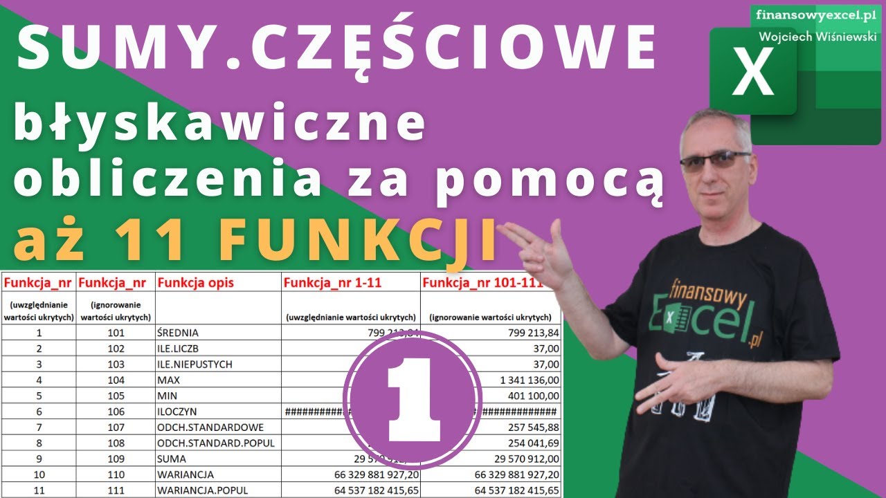 60.  SUMY.CZĘŚCIOWE – Błyskawiczne Obliczenia Za Pomocą  Aż 11 Wbudowanych w Excela Funkcji
