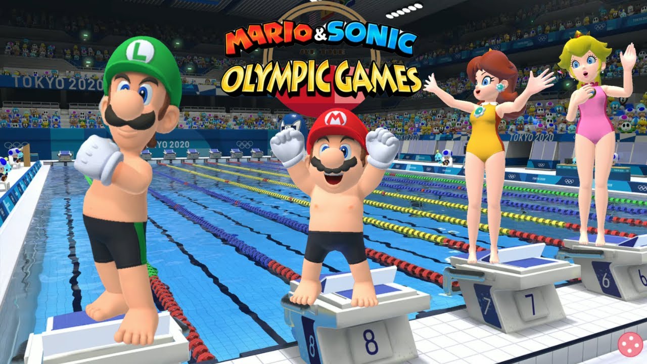 Swimming 100m (Hard)Gameplay Mario & Sonic At The Olympic Games Tokyo 2020 Luigi Mario Bowser +++