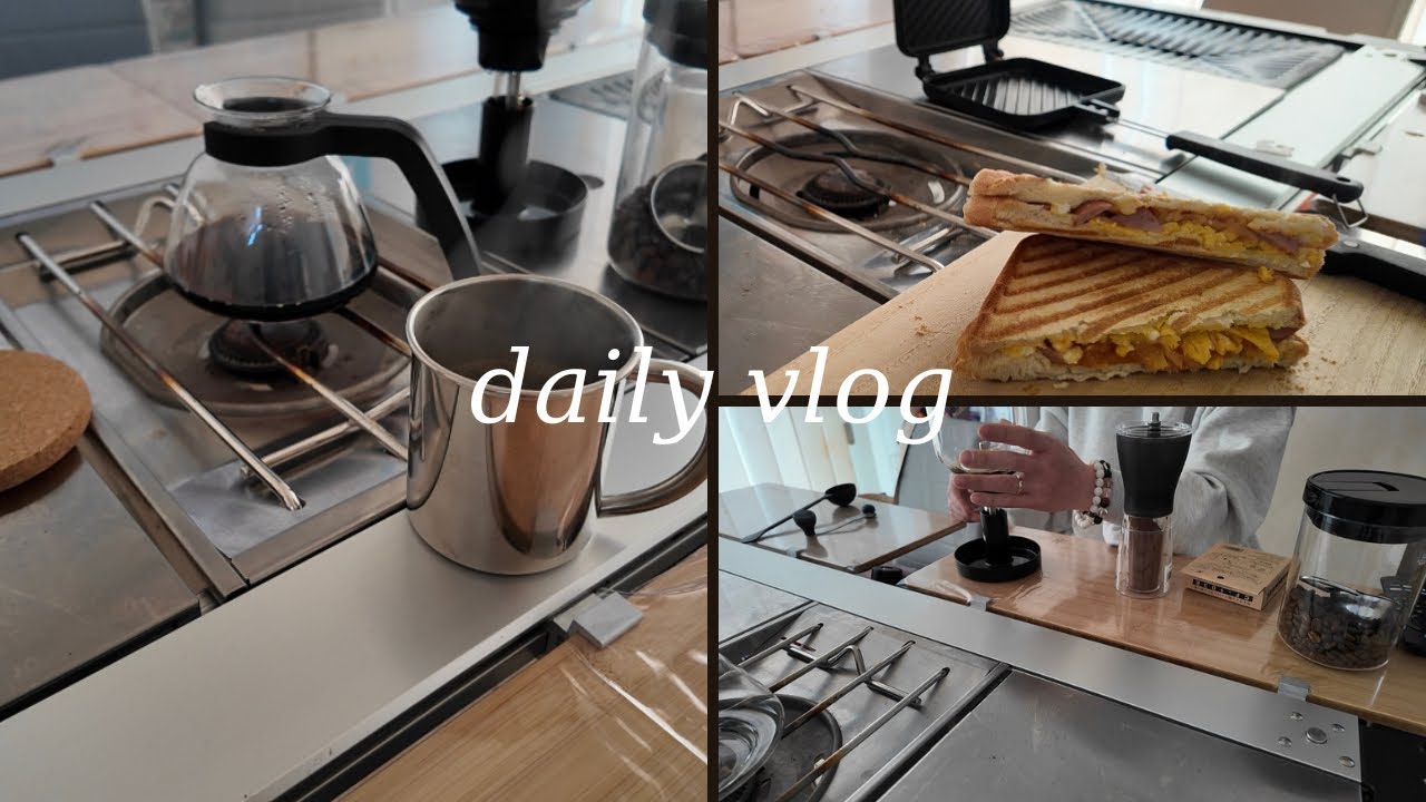 【vlog】50代単身赴任先から帰る。スノーピークフラットバーナーでホットサンドを作る
