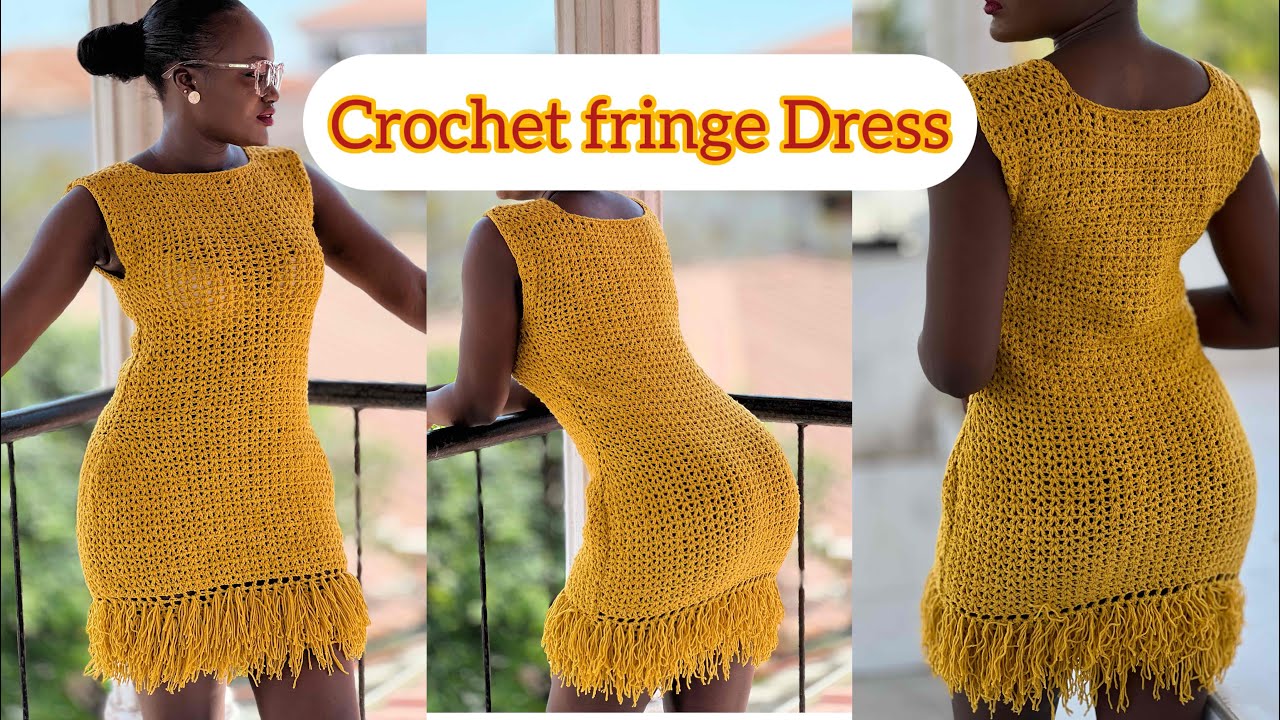 How to crochet a simple Fringe Dress/Easy crochet V- Dress with Fringes#crochetdress#crochet