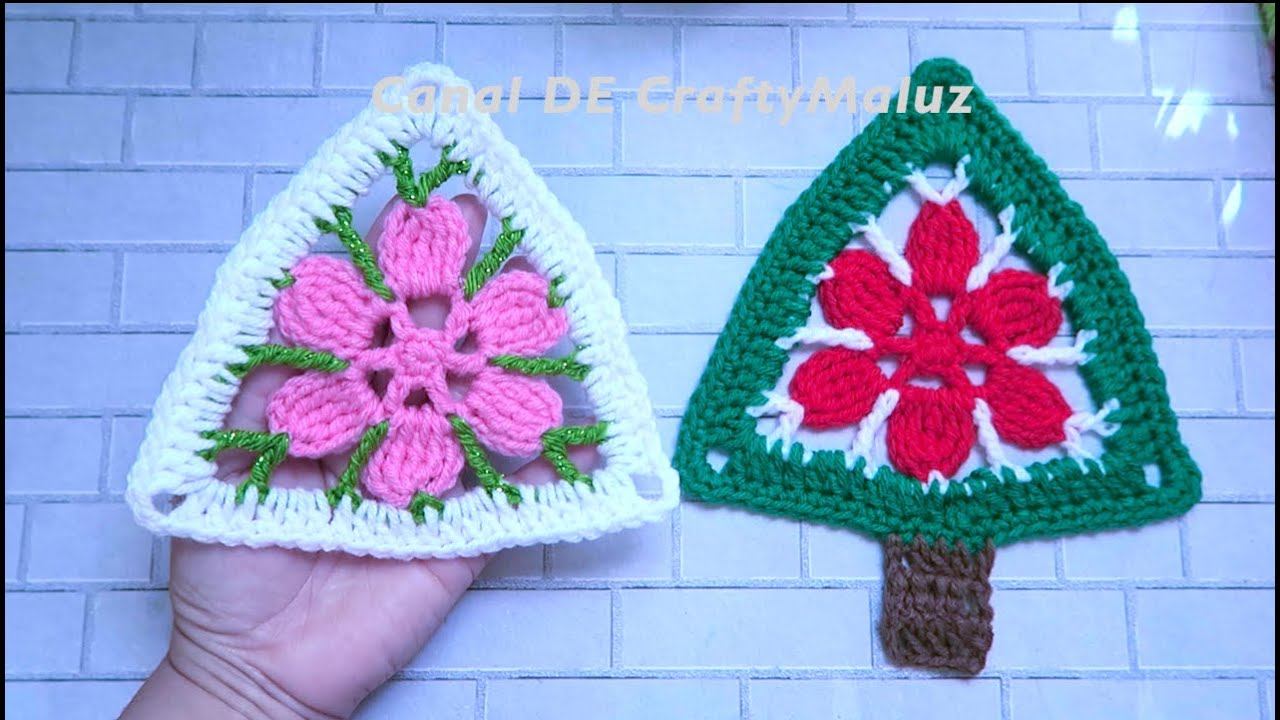 CROCHET TUTORIAL🌲 Árbol de Navidad a Crochet muy fácil ☃️Triángulo a Crochet Granny Triangle