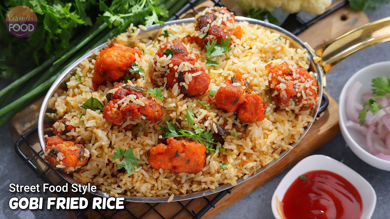 స్ట్రీట్ ఫుడ్ స్టైల్ గోబీ ఫ్రైడ్ రైస్Street food style Gobi Fried Rice recipe in Telugu@VismaiFood
