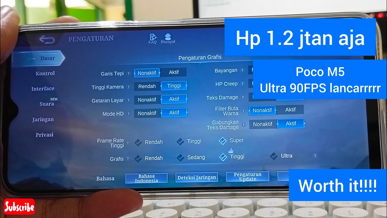 Test Gaming Mobile Legend di Xiaomi Poco M5 || Helio G99 termurah cuma 1.2 jtan layar 90Hz