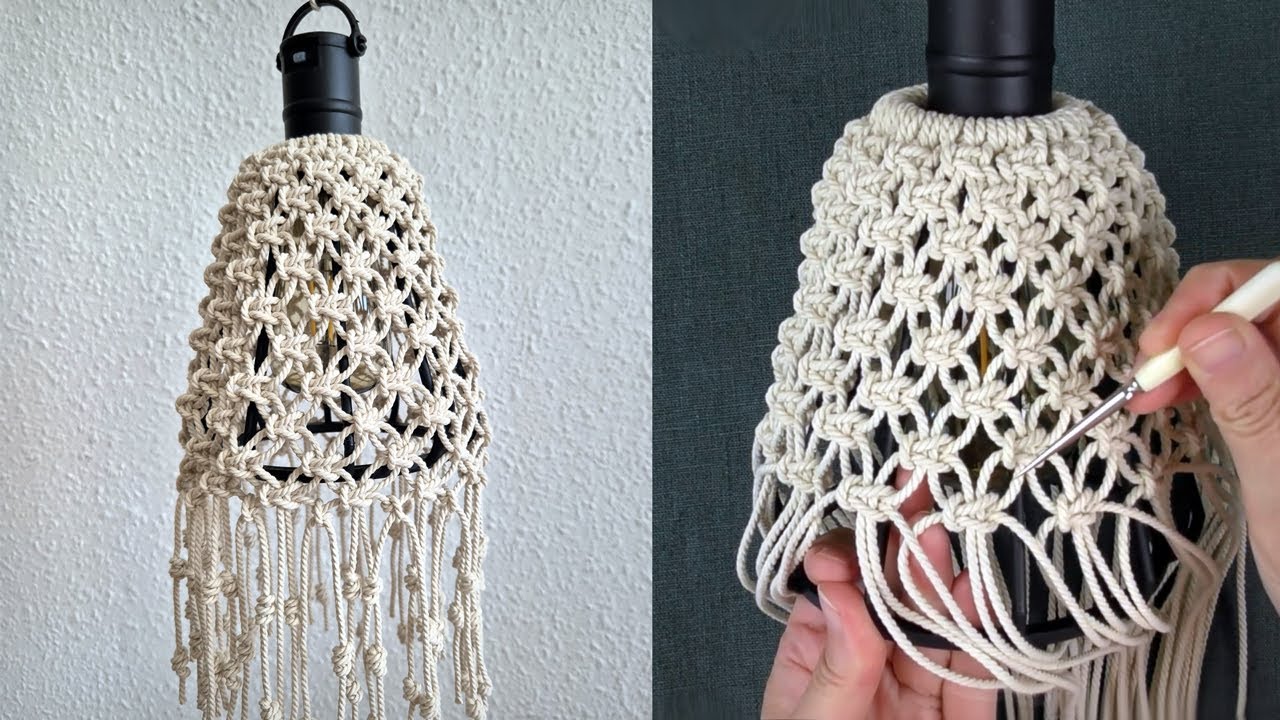 DIY Macrame Lampshade EASY Lamp Cover | Hanging Home Decor