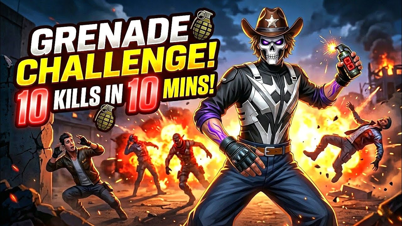 10 KILLS GARNADE ONLY CHALLENGE IN FREE FIRE 🔥 | No Weapon Challenge 
