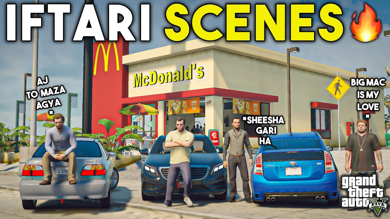 MICHAEL,JIMMY & FAZI IFTARI AT MCDONALD'S | MERCEDES S500 | GTA 5 | Real Life Mods #278 | URDU |