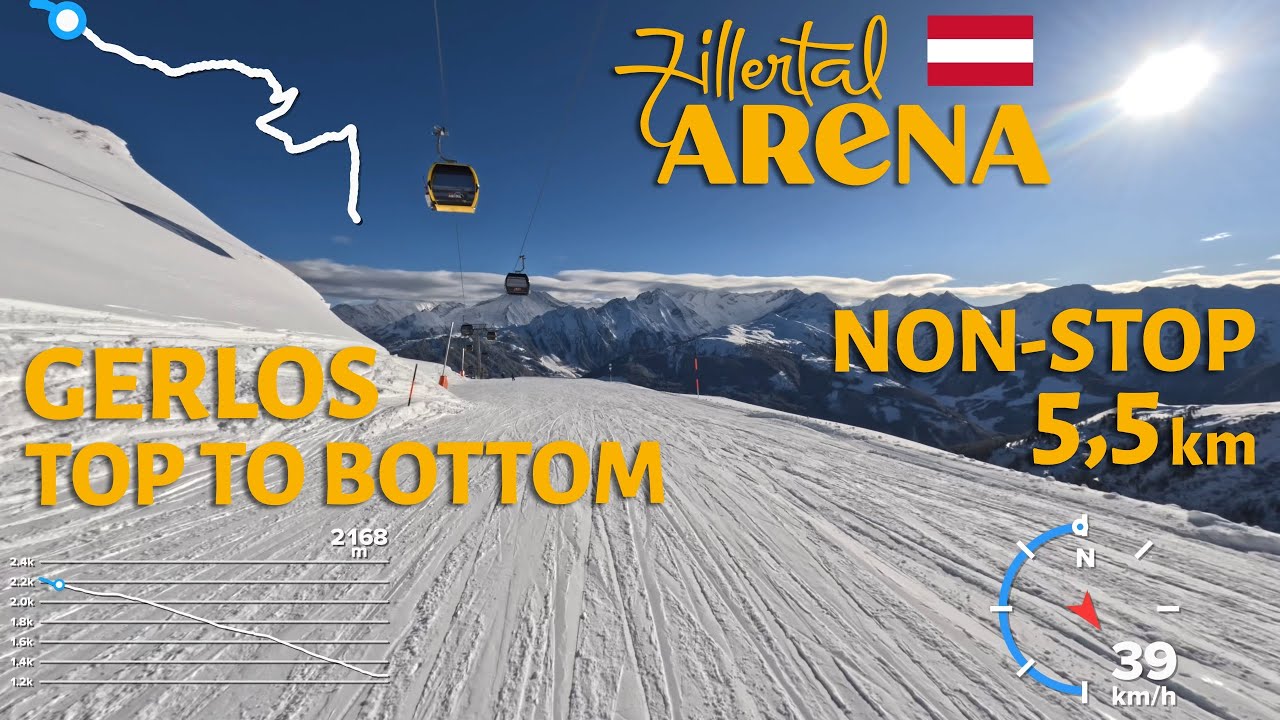 Skiing in Zillertal Arena, Austria - Gerlos Top to Bottom to Isskogelbahn - 4K with GoPro Hero11