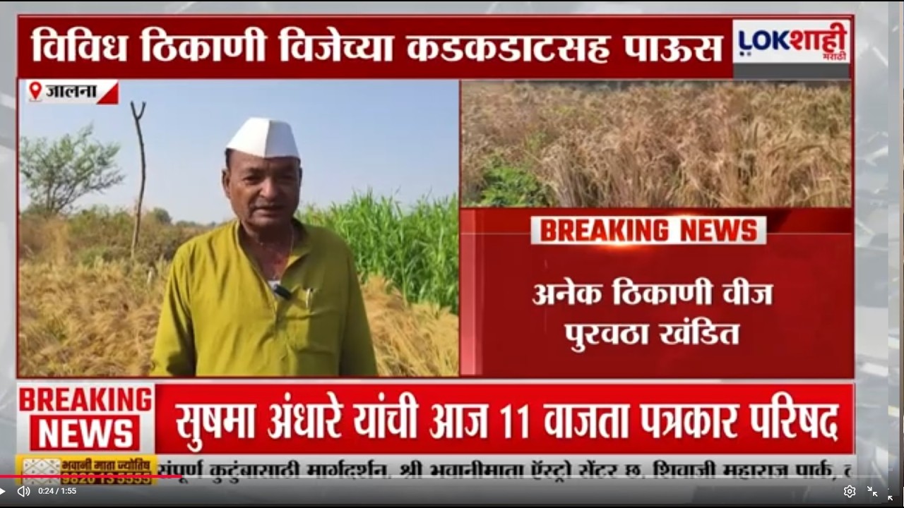 Jalna | जालन्यात अवकाळीमुळे अनेक ठिकाणी वीज पुरवठा खंडीत, विजेच्या कडकडाटसह पाऊस