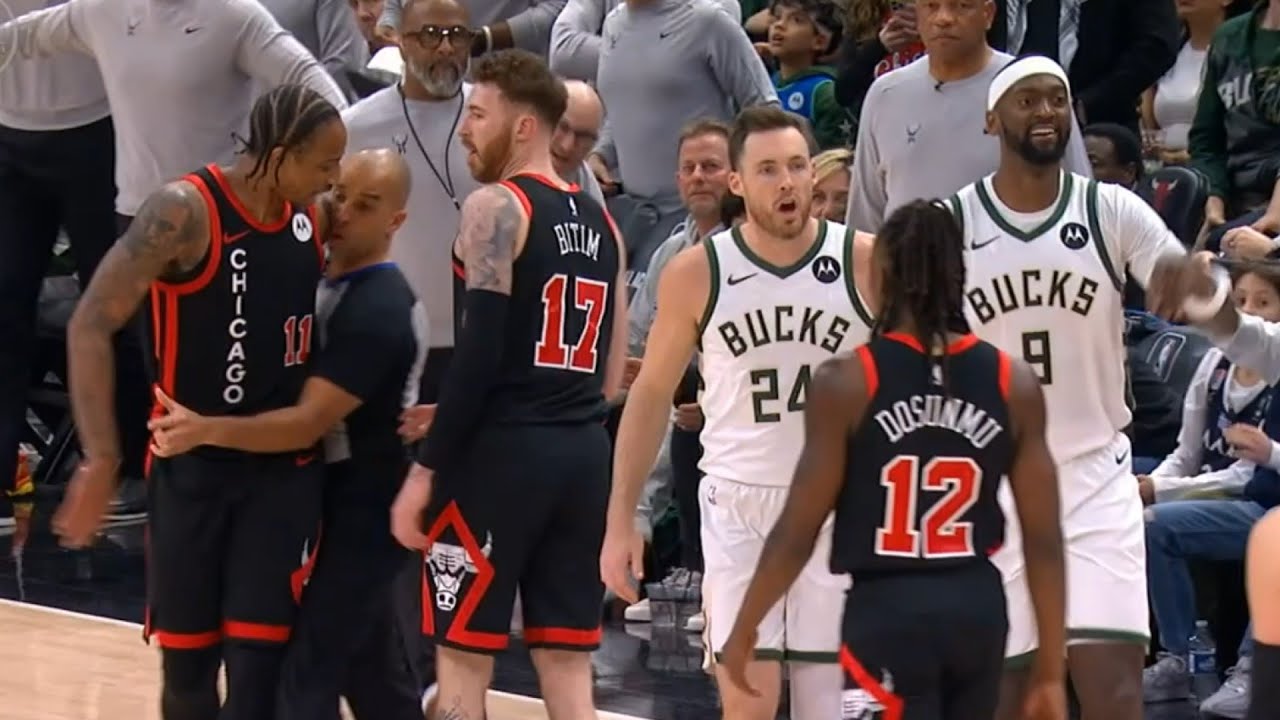 DeMar DeRozan gets heated with Bobby Portis for staring him down while on the ground