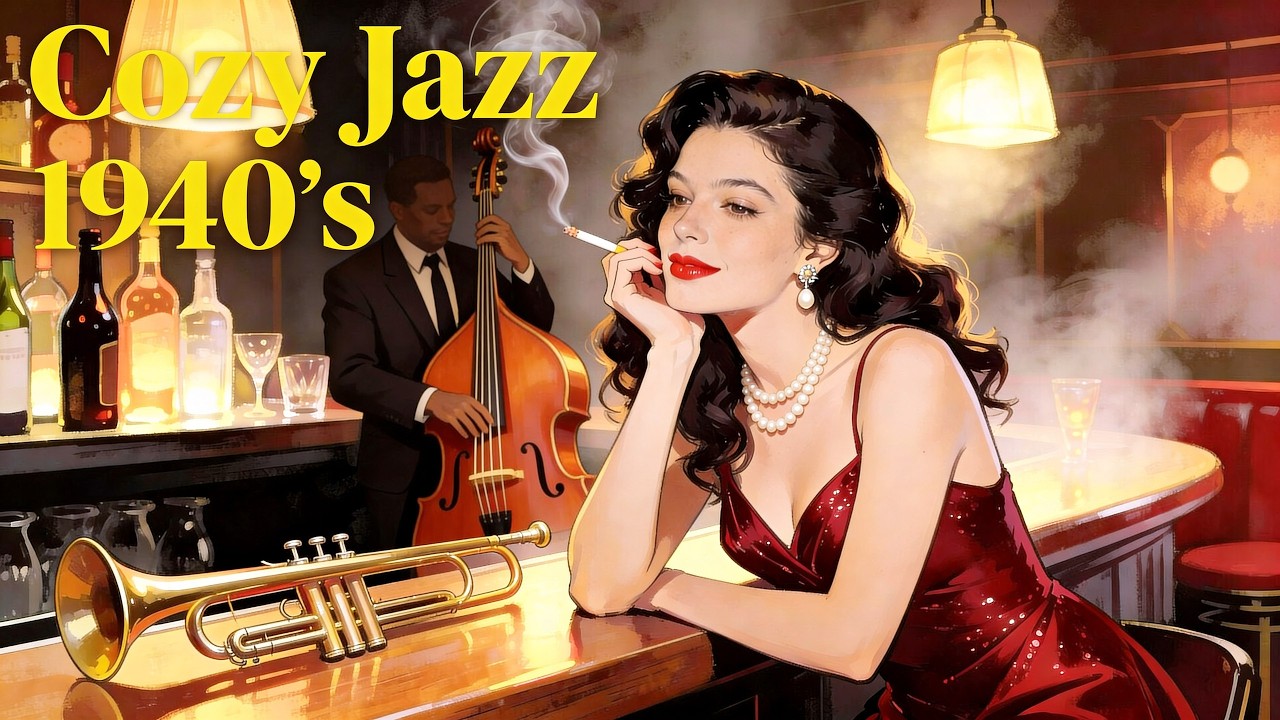 Cozy 1940s Jazz ♫ Spring Romance & Cigarette Smoke / 3+ Hours Deep Sleep Music | Vintage Lounge