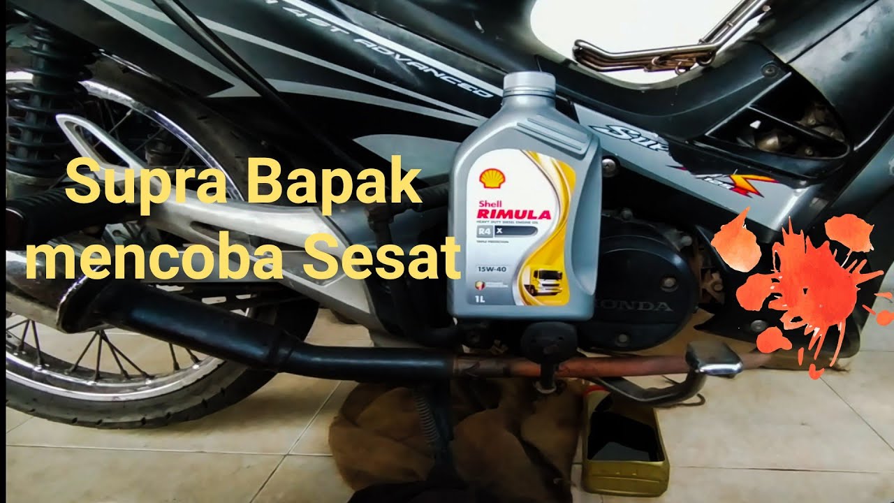 Supra 125 Bapak Pakai Oli Sesat 🌚 #Shell Rimula R4x 🔥👍