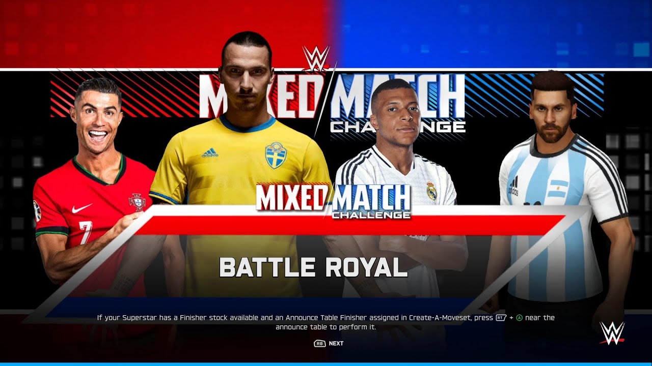 WWE 2K25 - Lionel Messi Vs Cristiano Ronaldo Vs Mbappe Vs Zlatan | 4K