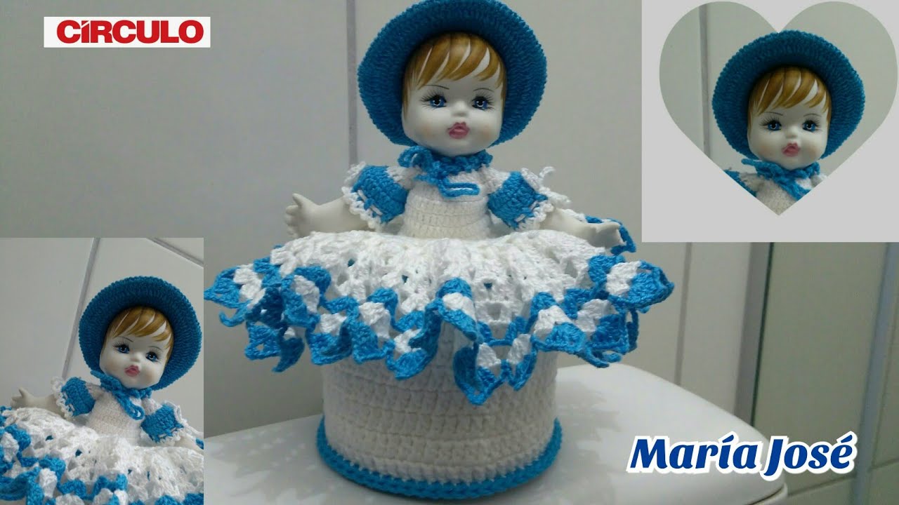 2/2 Boneca porta papel higiênico em crochê com Maria José.
