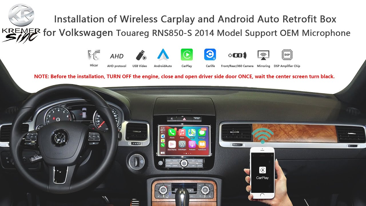 kSmart auto Wireless Carplay & Android Auto Retrofit Box for Volkswagen Touareg RNS850-S 2014 Model