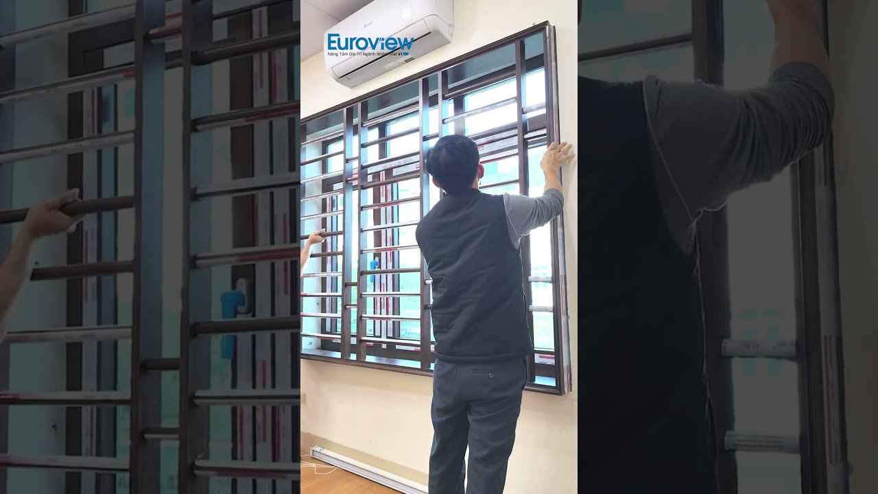 Cách Lắp Đặt Bộ Cửa Nhôm Chấn Song Kết Hợp Khung Bao Kép Tiết Kiệm Liền Phào Euroview