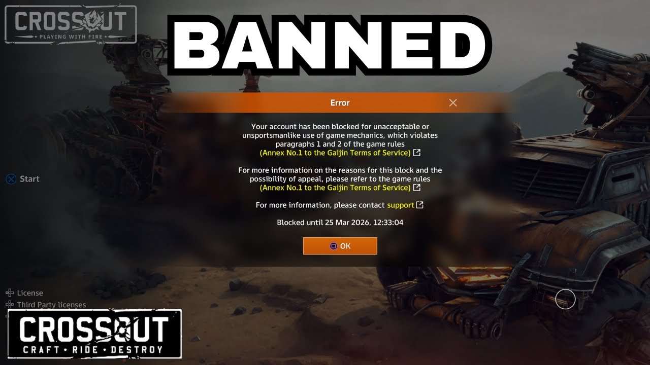 В Crossout заблокировали мой аккаунт 😂
