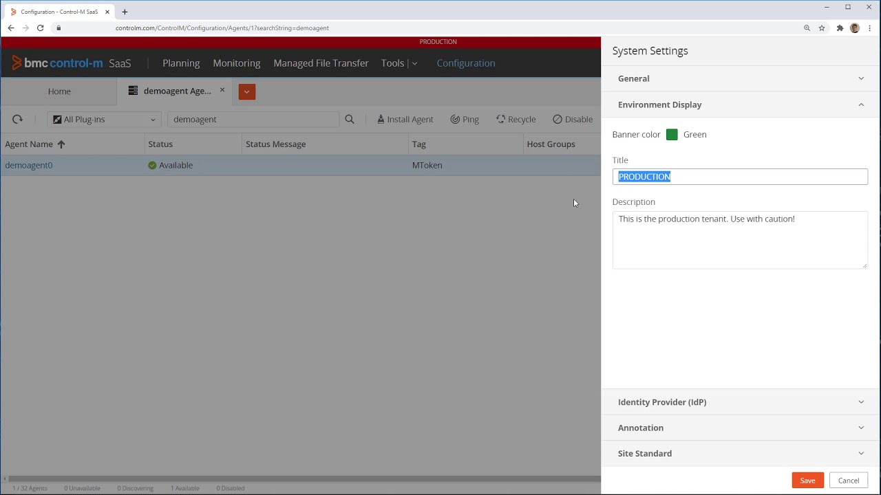 BMC Helix Control-M: How to set up a banner on a tenant
