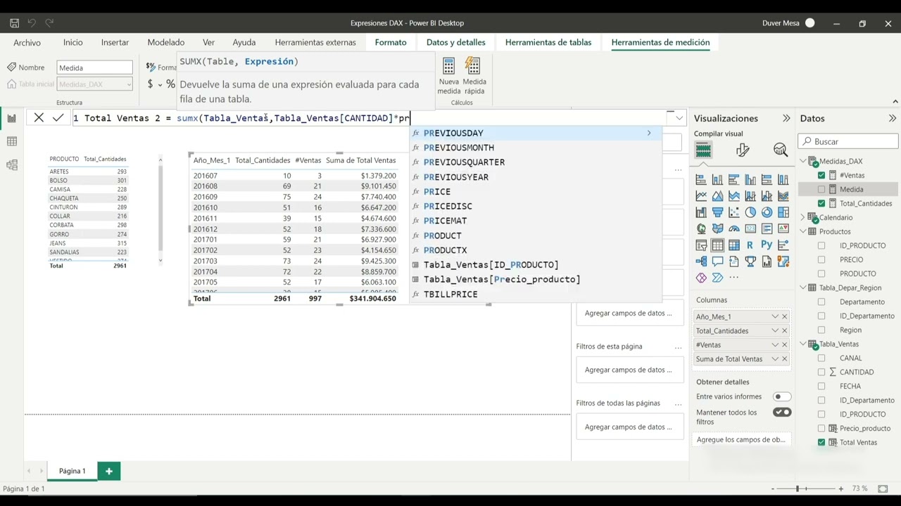 Medida Total de Ventas - Power BI