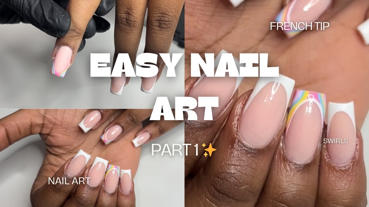 EASY Nail Art Part 1: French w/ Swirls | REAL TIME NO EDITS