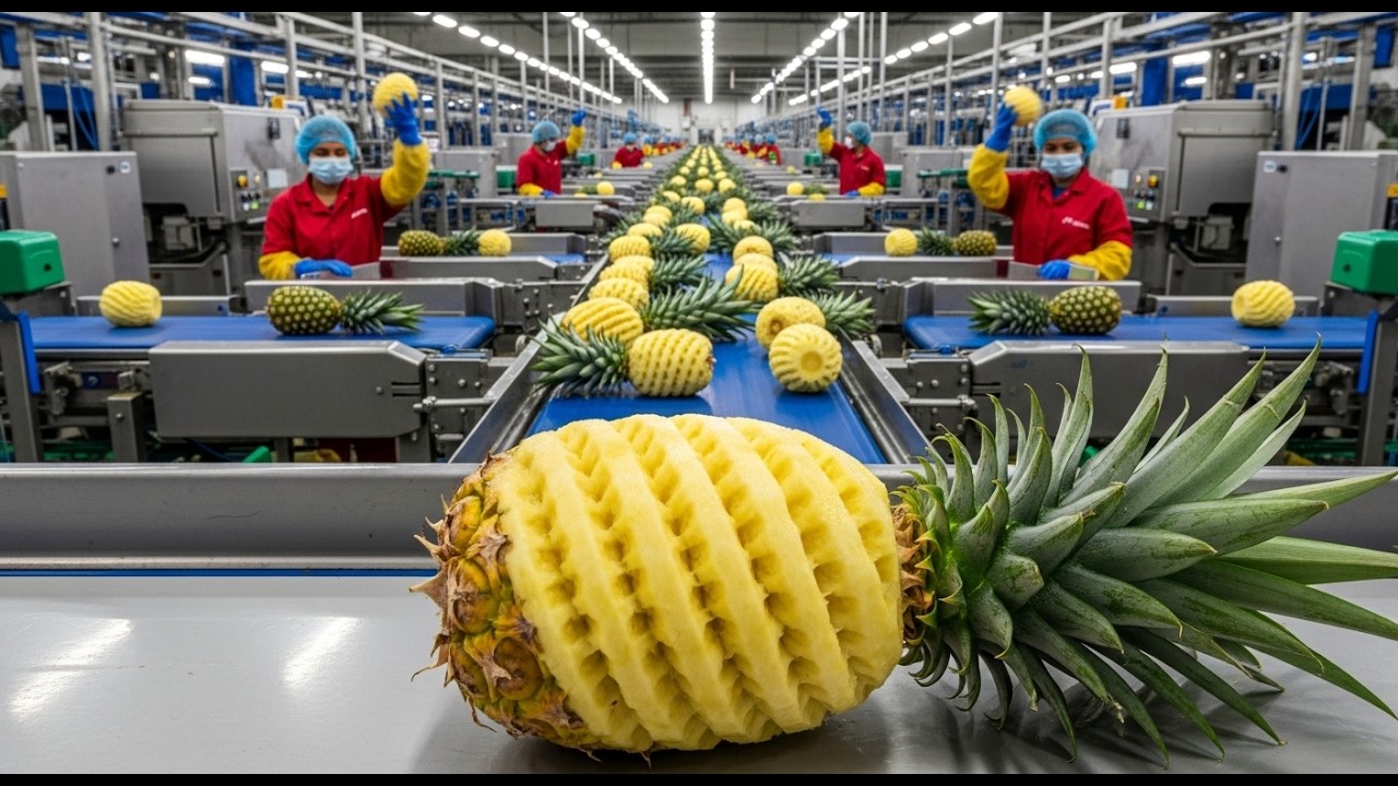 Inside a Modern Pineapple Processing Plant | From Fresh Fruit to Sweet Canned Delights -Full Process