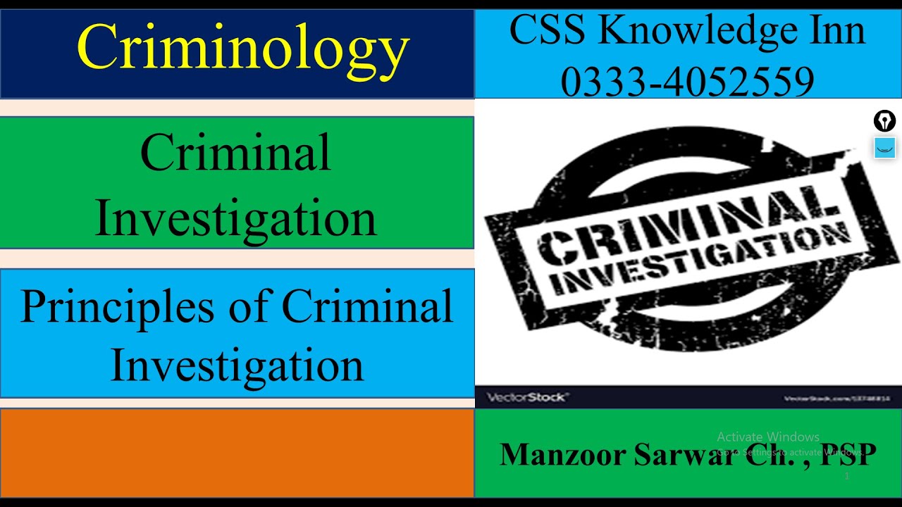 Criminal Investigation | Principles of Criminal Investigation |