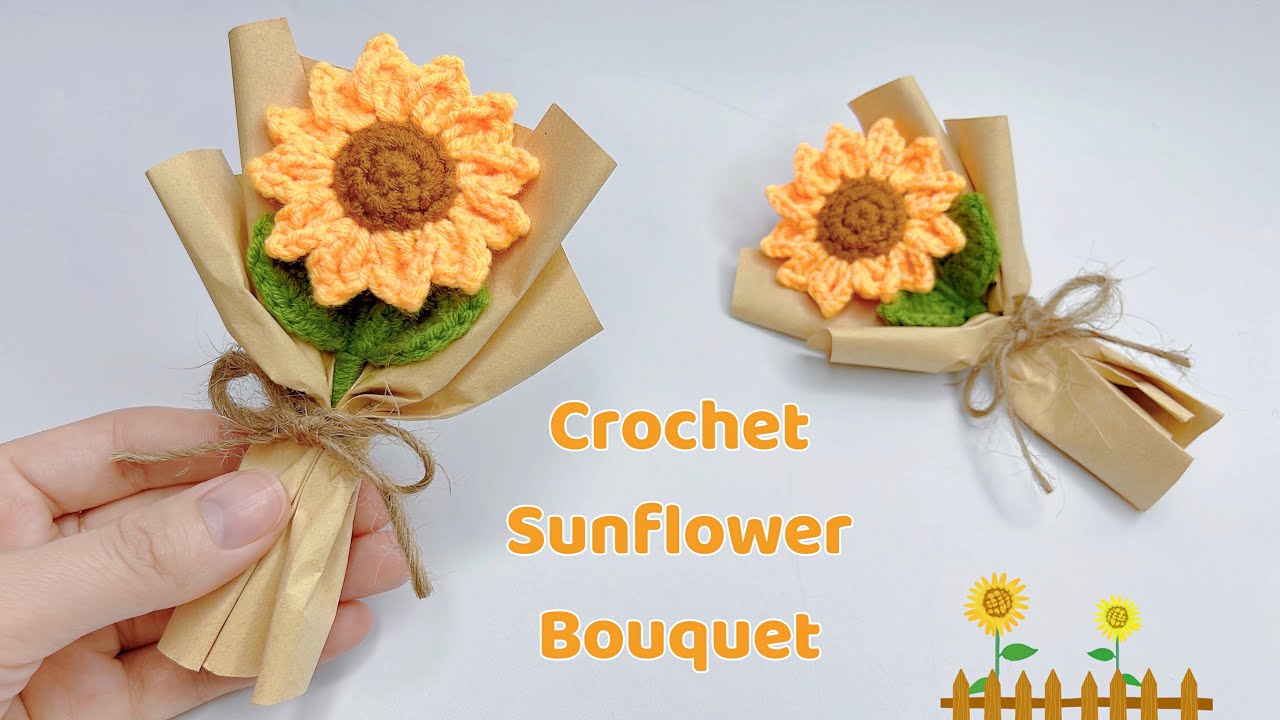 Crochet Sunflower Bouquet 🌻| How To Wrap Mini Sunflower Bouquet | Móc Bó Hoa Hướng Dương Mini