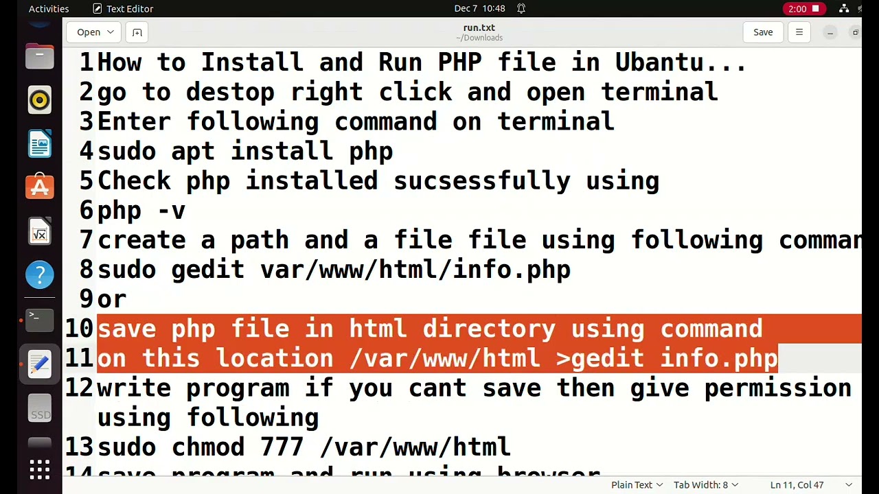 How to install and run php program in ubuntu