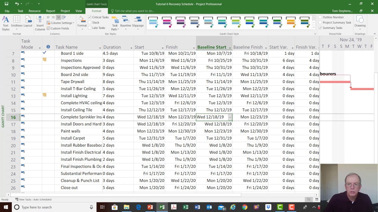 MS Project Tutorial 6 Recovering a Schedule