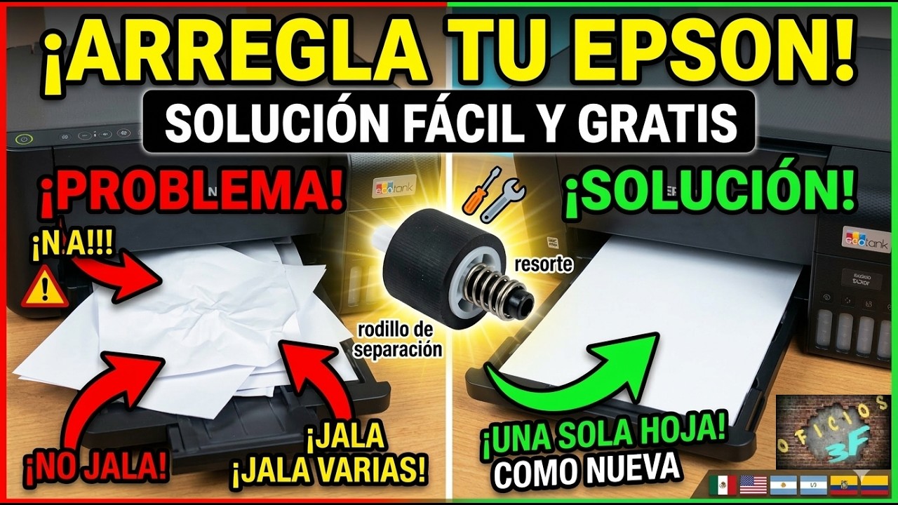 😾No jala el papel o jala varias hojas? SOLUCION DEFINITIVA EN MENOS DE UN MINUTO...GRATIS Y FACIL!