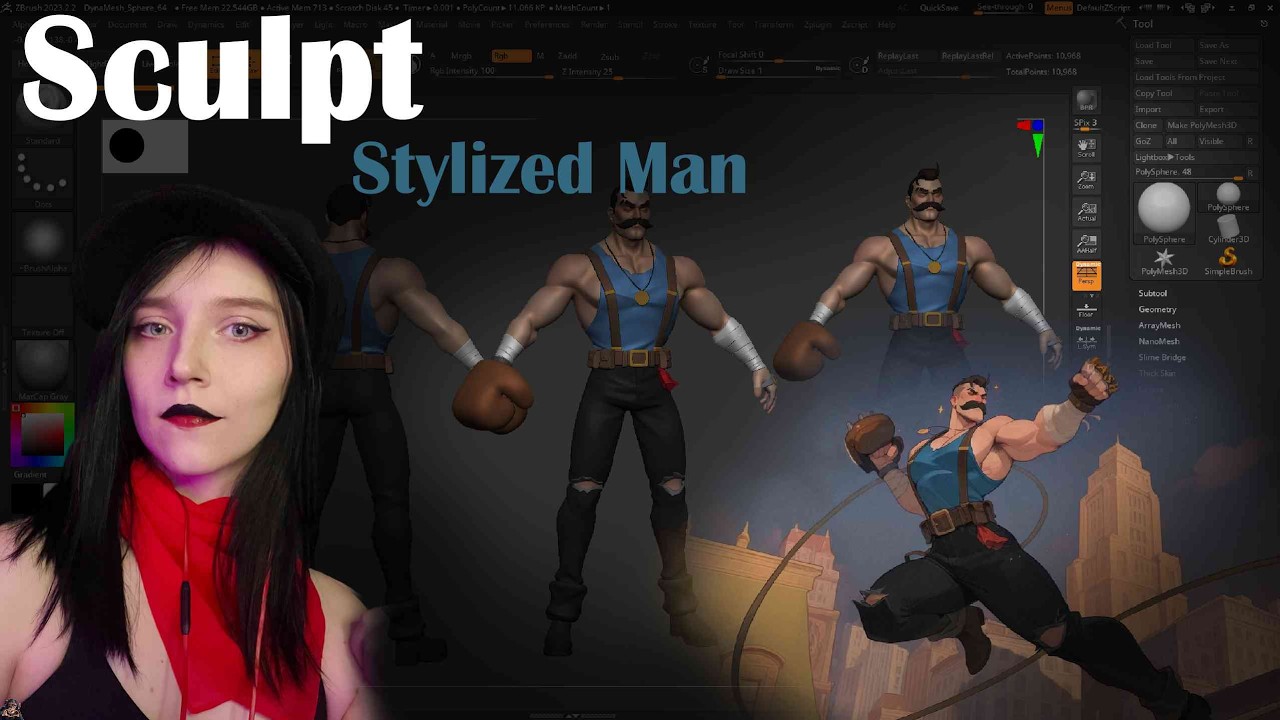 Продолжаем стилизованный скульпт | Stylized man - Lash #19 (Zbrush)