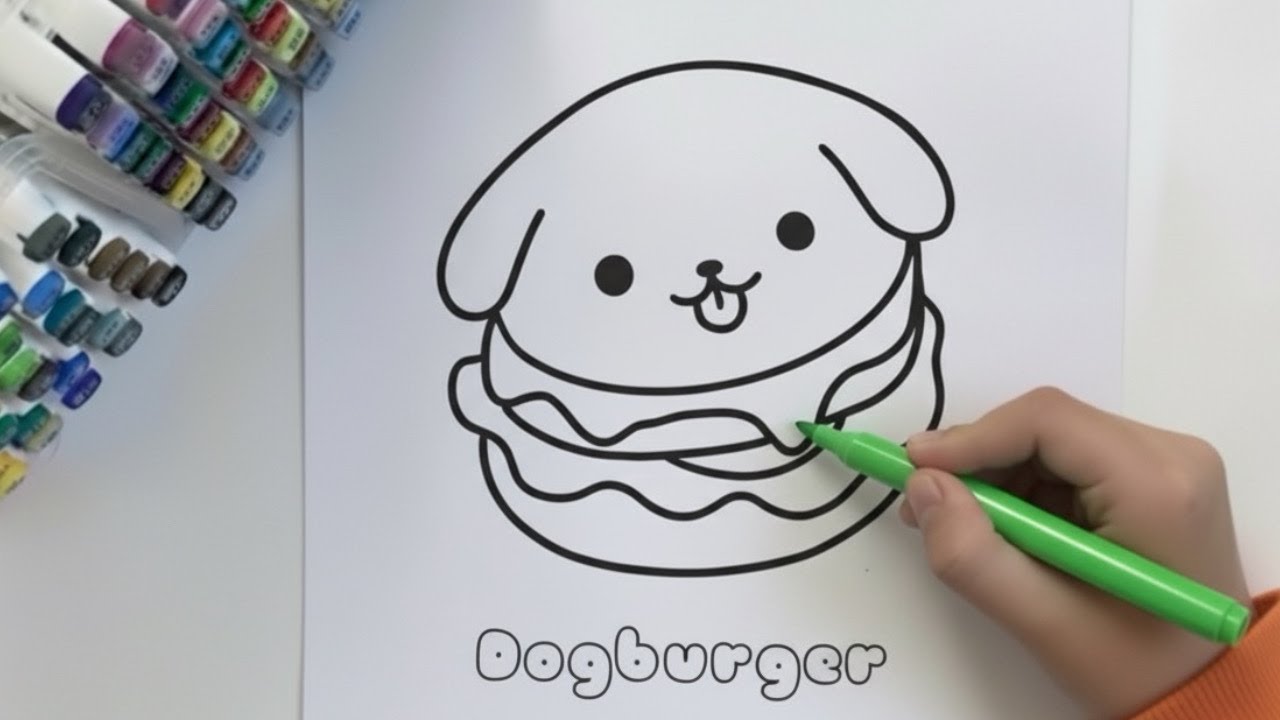 EASY & CUTE Kawaii Coloring Pages! Dogburger Coloring Tutorial ASMR