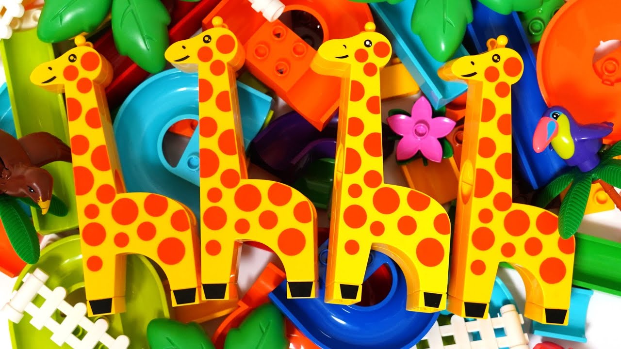 Satisfying Building Blocks Marble Run Awesome! A huge gathering of popular animals! Block coasters!