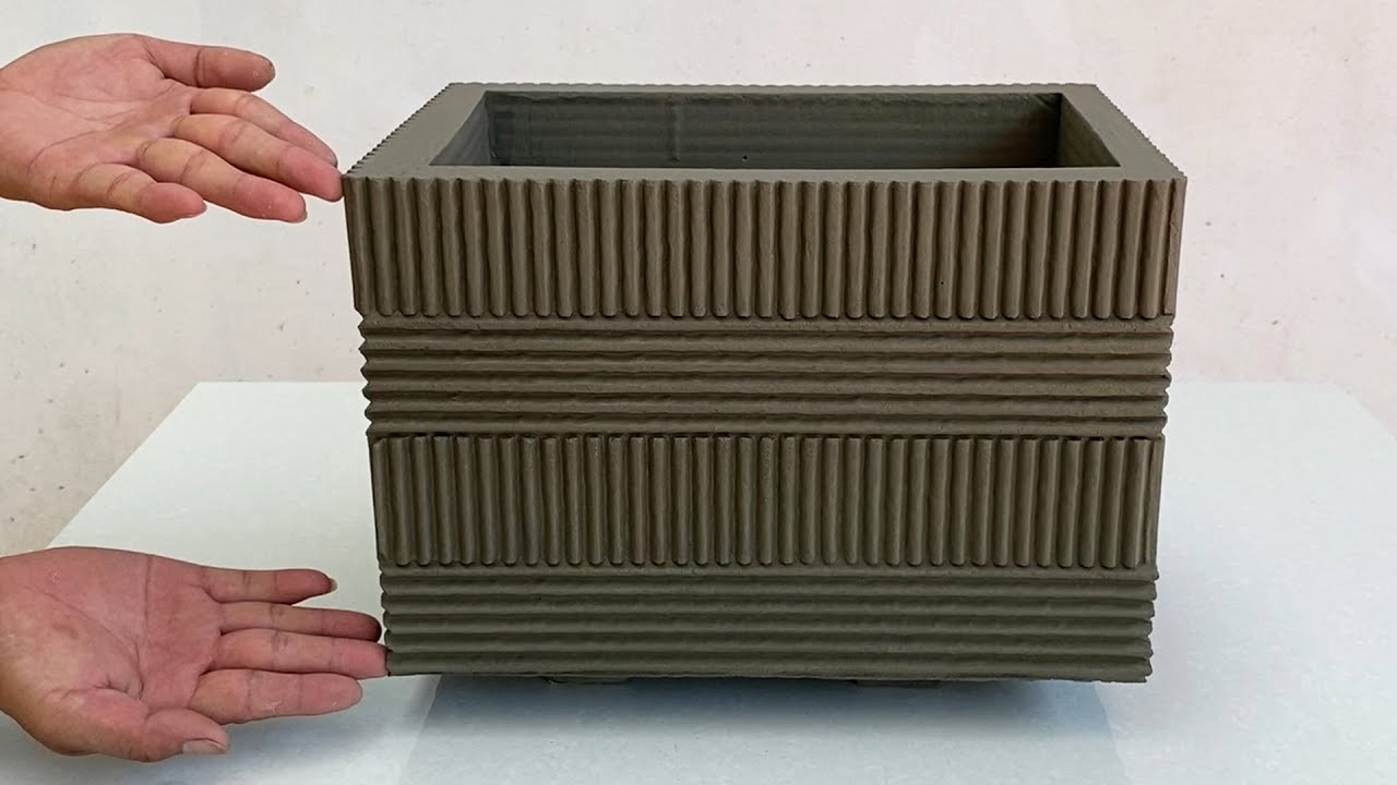 Simplest And Surprisingly Beautiful - How To Make A Cement Flower Pot From Cardboard
