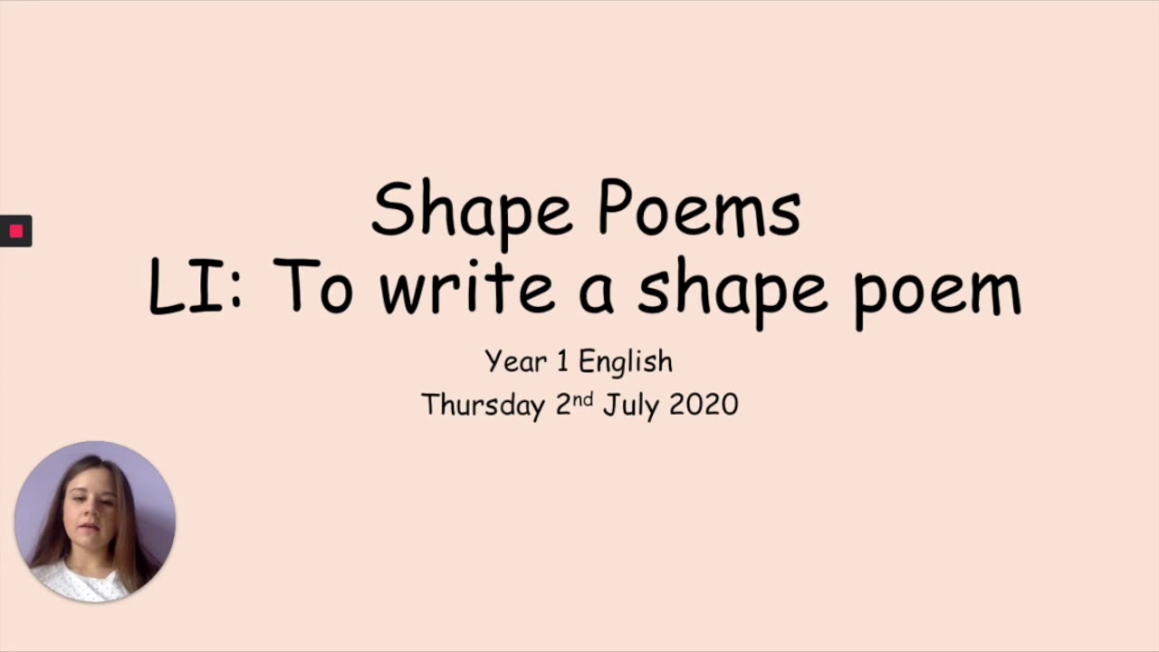02.07.20 Year 1 English: Shape poems