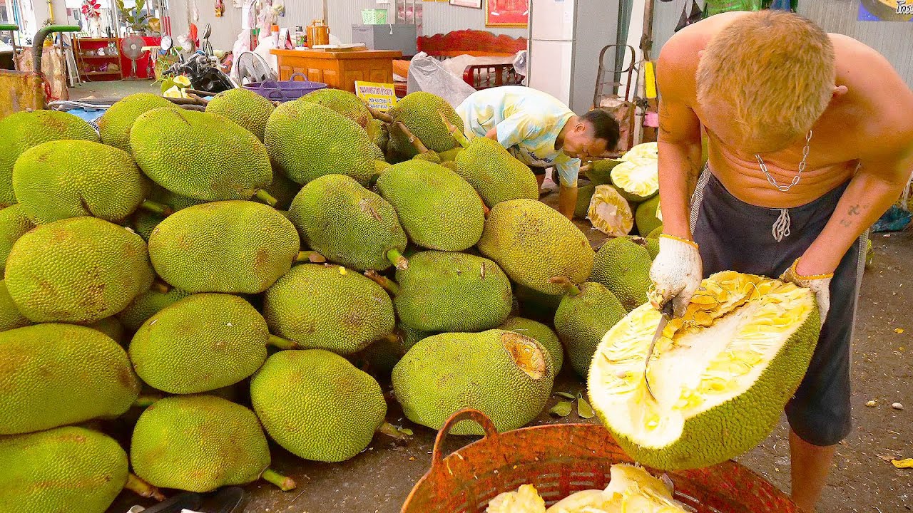 The Largest Tropical Fruit In The World! Jackfruit Cutting Skills - Thai Street Food
