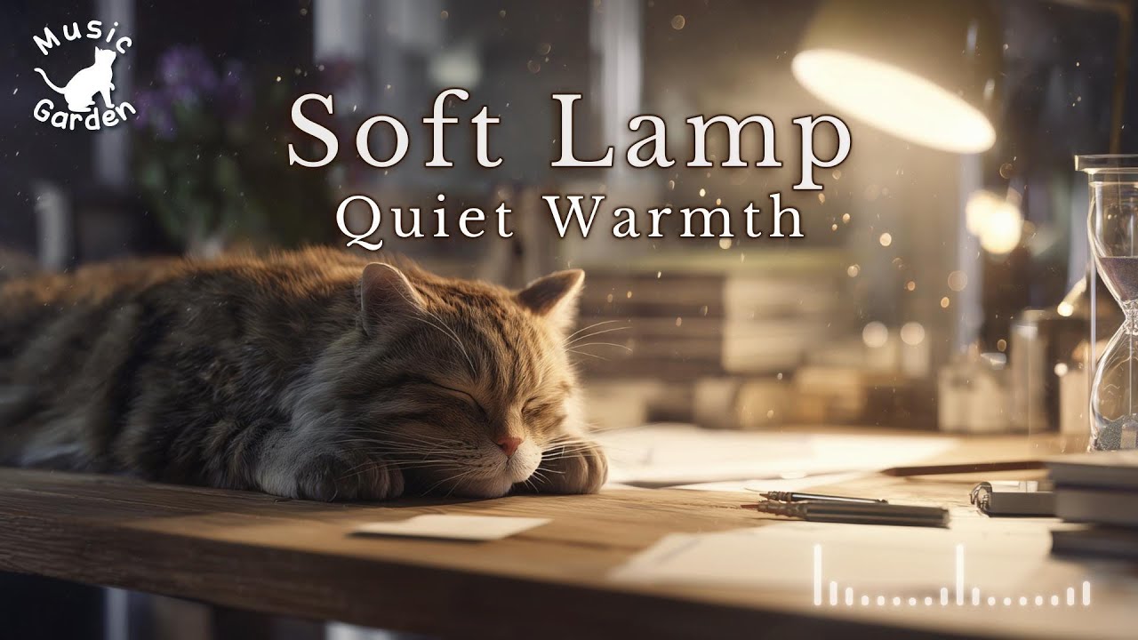 Relaxing Piano BGM | Soft Lamp Light and a Sleeping Cat for a Gentle Night | Quiet Warmth (1h)