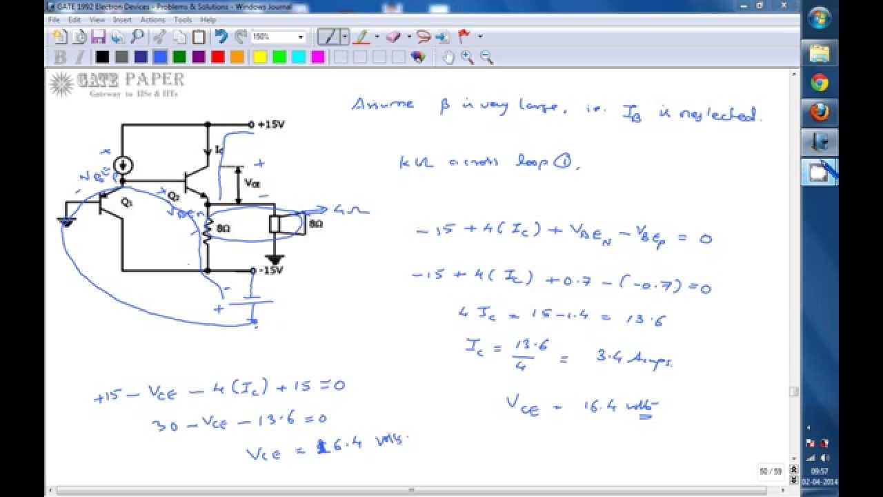 GATE 1995 ECE Q point calculation of power amplifier