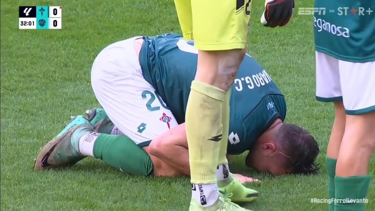 Alvaro Gimenez: Soccer Nutshot. Racing Ferrol vs. Levante. 18/02/2024. Pelotazo en los huevos.
