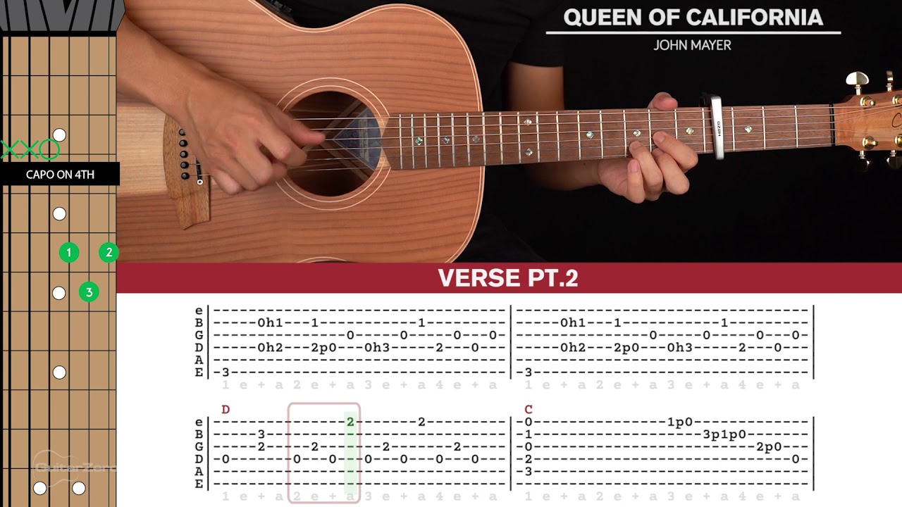 Queen Of California Guitar Cover John Mayer 🎸|Tabs + Chords|