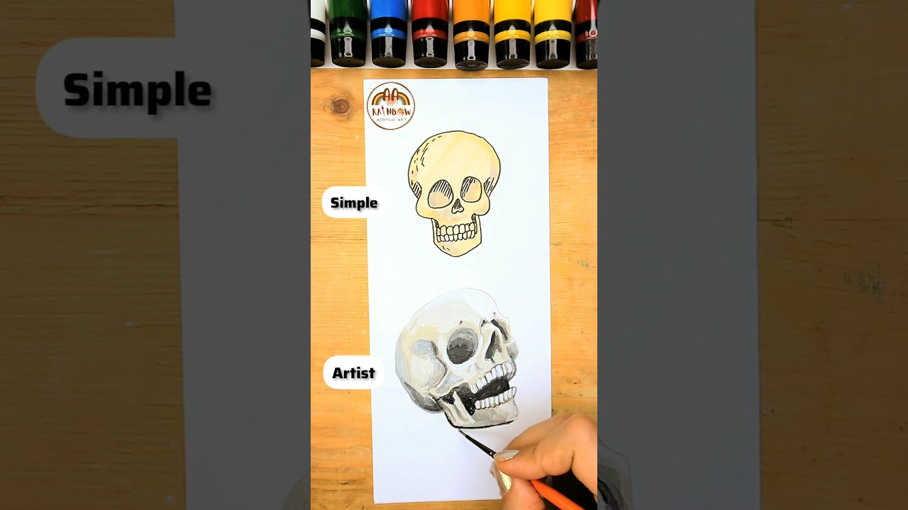 Skull Acrylic Painting Tutorial | How to Draw Skulls Simple and Artistic 🌈☠ #acrylic #skull