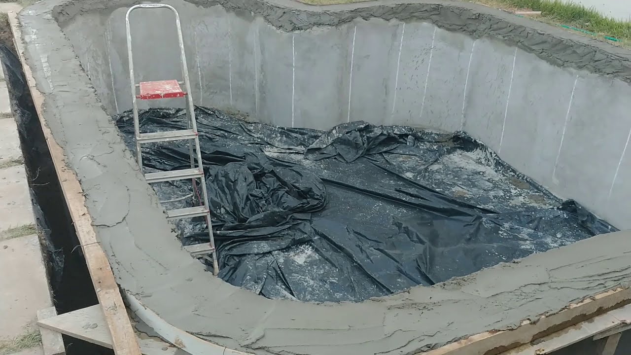 Piscina de Ferrocimento enterrada - Reboco interno, externo e borda