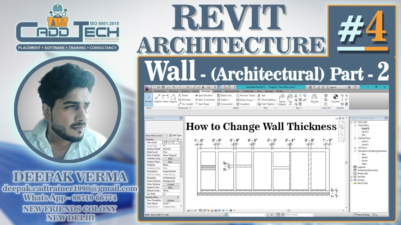 #4 | How to Change WALL thickness in Revit Architecture [DeepakVerma]