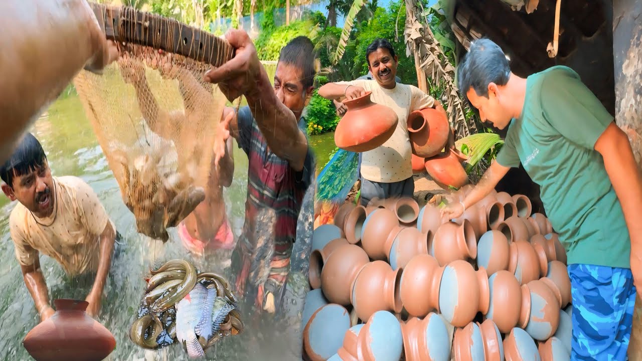 আজ পুকুরে দশ টা হাড়ি পাতলাম  | আর কি কি মাছ পেলাম দেখুন ||