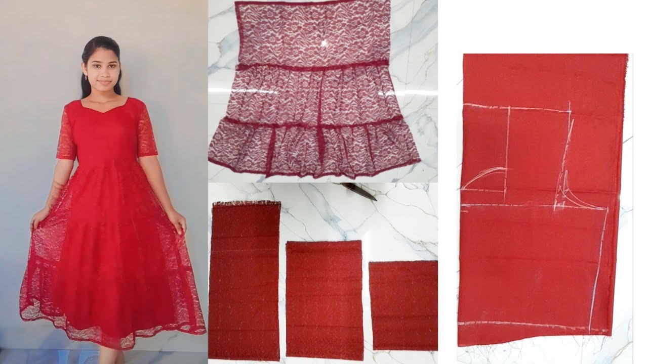 3 Layer Frock Cutting and Stitching || Layer Dress with Puff sleeve || Long Layers Frock