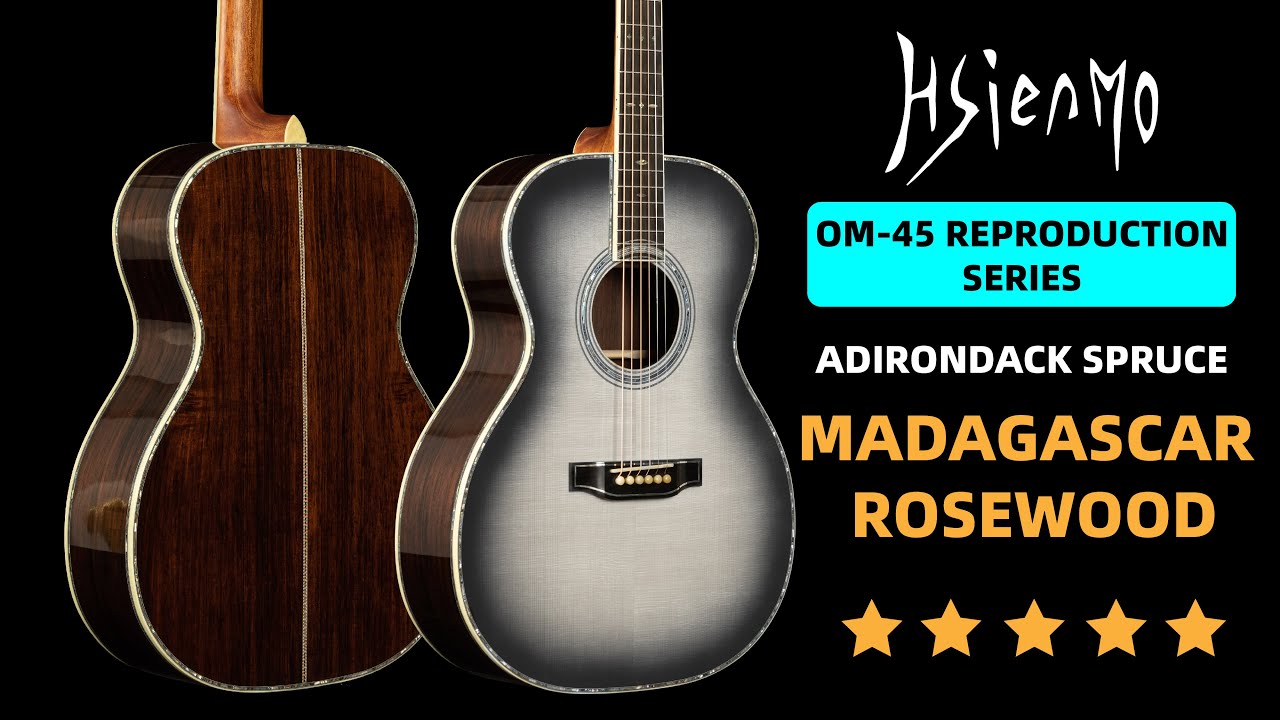 [Official Demo] Adirondack spruce + Madagascar Rosewood Hsienmo OM-45 Reproduction