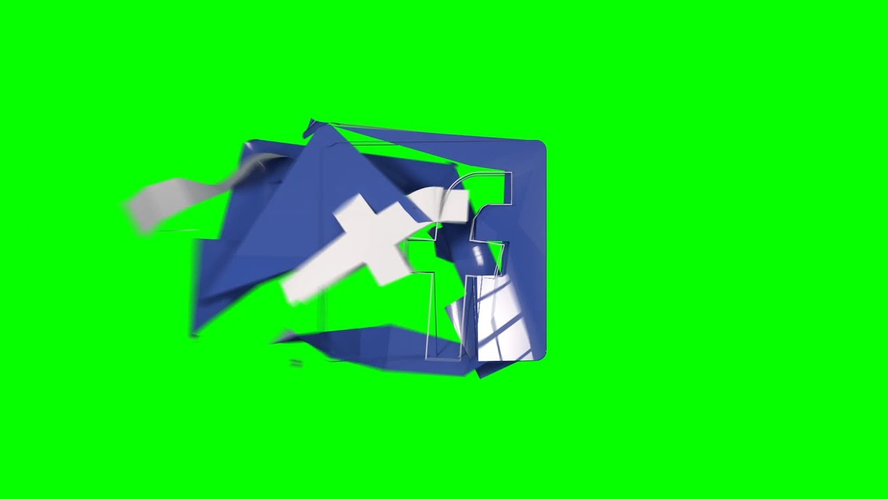 Green Screen Logo Facebook Destroyed by Wind - Footage PixelBoom
