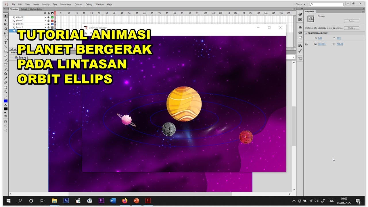 Tutorial Animasi Planet Bergerak pada Lintasan Elips Mengelilingi Bintang | Adobe Flash CS6