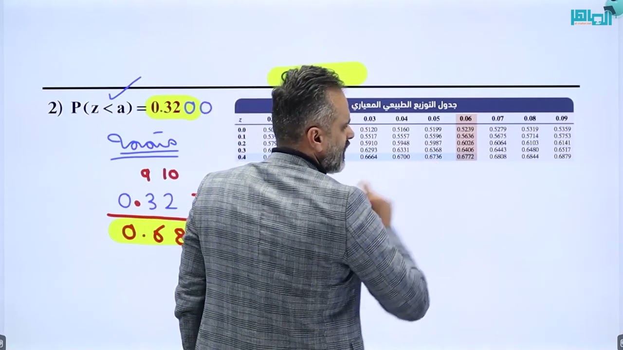رياضيات ادبي وفندقي وعلمي ايجاد قيمة a اذا علم الاحتمال -عامر جرابعه